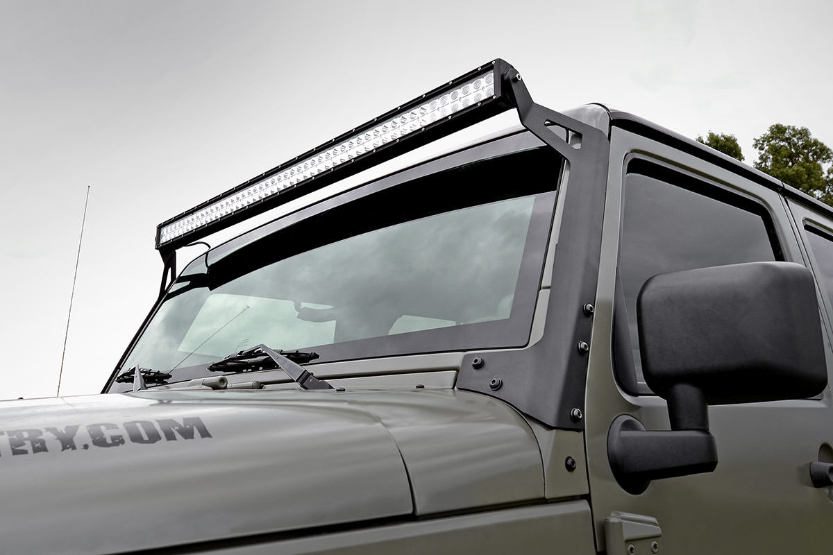 LED Light Mounts | Upper Windshield | 50" | Jeep Wrangler JK/Wrangler Unlimited (07-18)