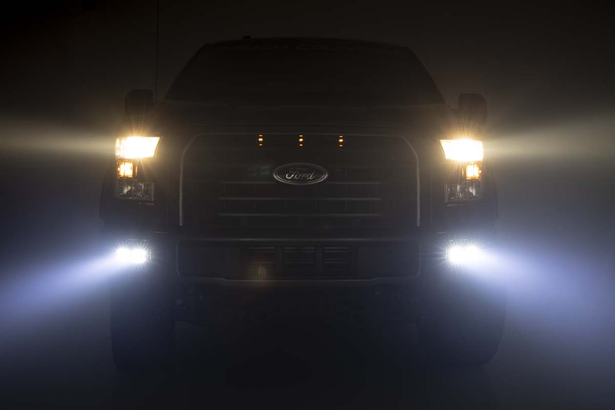 LED Light Kit | Fog Mount | Dual 2" Black Pairs | Spot | Ford F-150 (15-17)