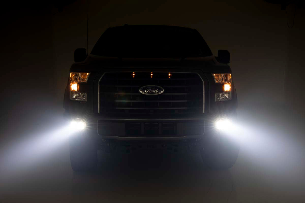 LED Light Kit | Fog Mount | Dual 2" Black Pairs | SAE | Ford F-150 (15-17)