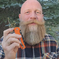 SliceElite Tiger Claw Folding Knife 3.5-Inch | D2 Steel Drop Point Blade with Titanium Striped Finish, Orange G10 Handle & Pocket Clip | EDC Button Lock Pocket Knife for Outdoor & Everyday Carry