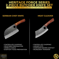 SliceElite 2PCS Hand-Forged Chef Knife Set | Serbian & Cleaver Knives for Meat & Veg Cutting | Professional Kitchen Knife with Gift Box for BBQ Cooking