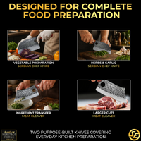 SliceElite 2PCS Hand-Forged Chef Knife Set | Serbian & Cleaver Knives for Meat & Veg Cutting | Professional Kitchen Knife with Gift Box for BBQ Cooking