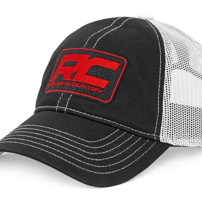 Rough Country Hat | White Mesh | Rough Country Patch | Black/Red