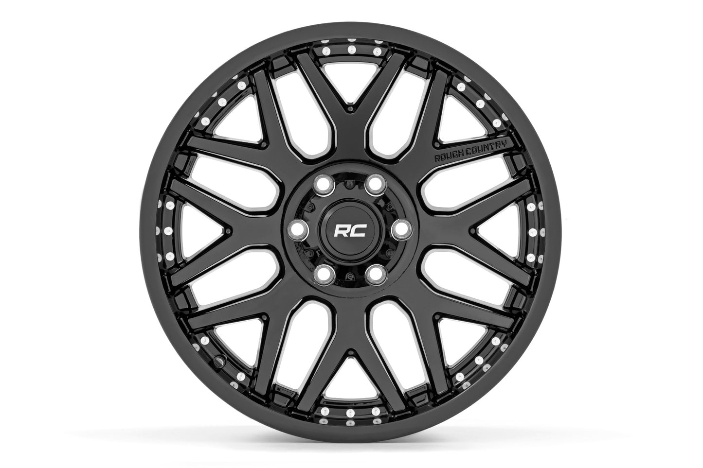 Rough Country 95 Series Wheel | One-Piece | Gloss Black | 20x10 | 6x135 | -19mm