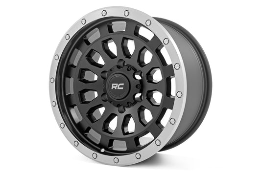 Rough Country 87 Series Wheel | Simulated Beadlock | Black/Machined | 17x8.5 | 6x5.5 | +0mm