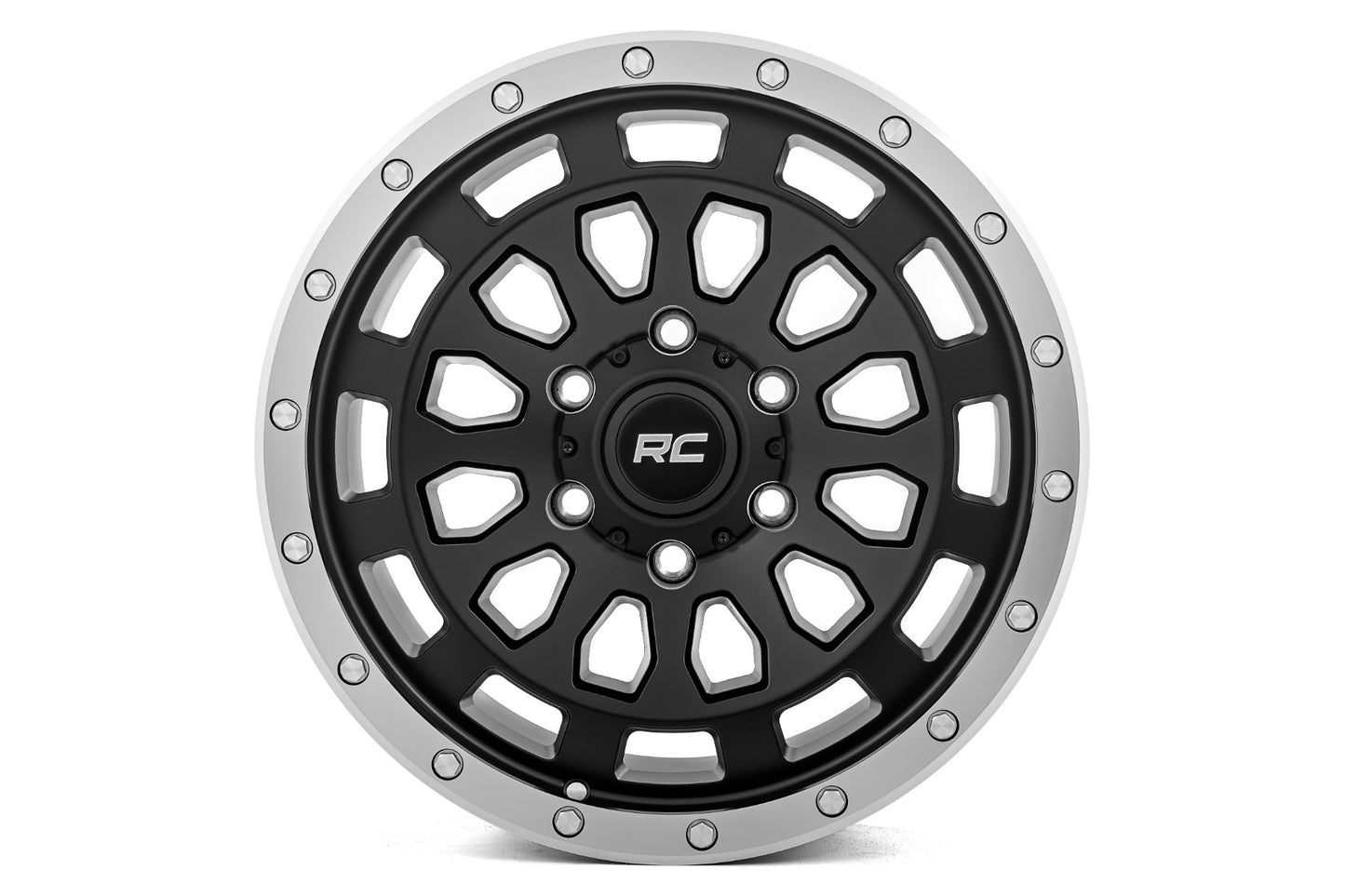 Rough Country 87 Series Wheel | Simulated Beadlock | Black/Machined | 17x8.5 | 6x5.5 | +0mm