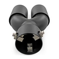 Exhaust Tip | Black | Red RC Logo | 2.5-3 Inch Pipe Single Inlet | Dual Outlet