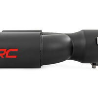 Exhaust Tip | Black | Red RC Logo | 2.5-3 Inch Pipe Single Inlet | Dual Outlet
