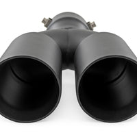 Exhaust Tip | Black | Red RC Logo | 2.5-3 Inch Pipe Single Inlet | Dual Outlet