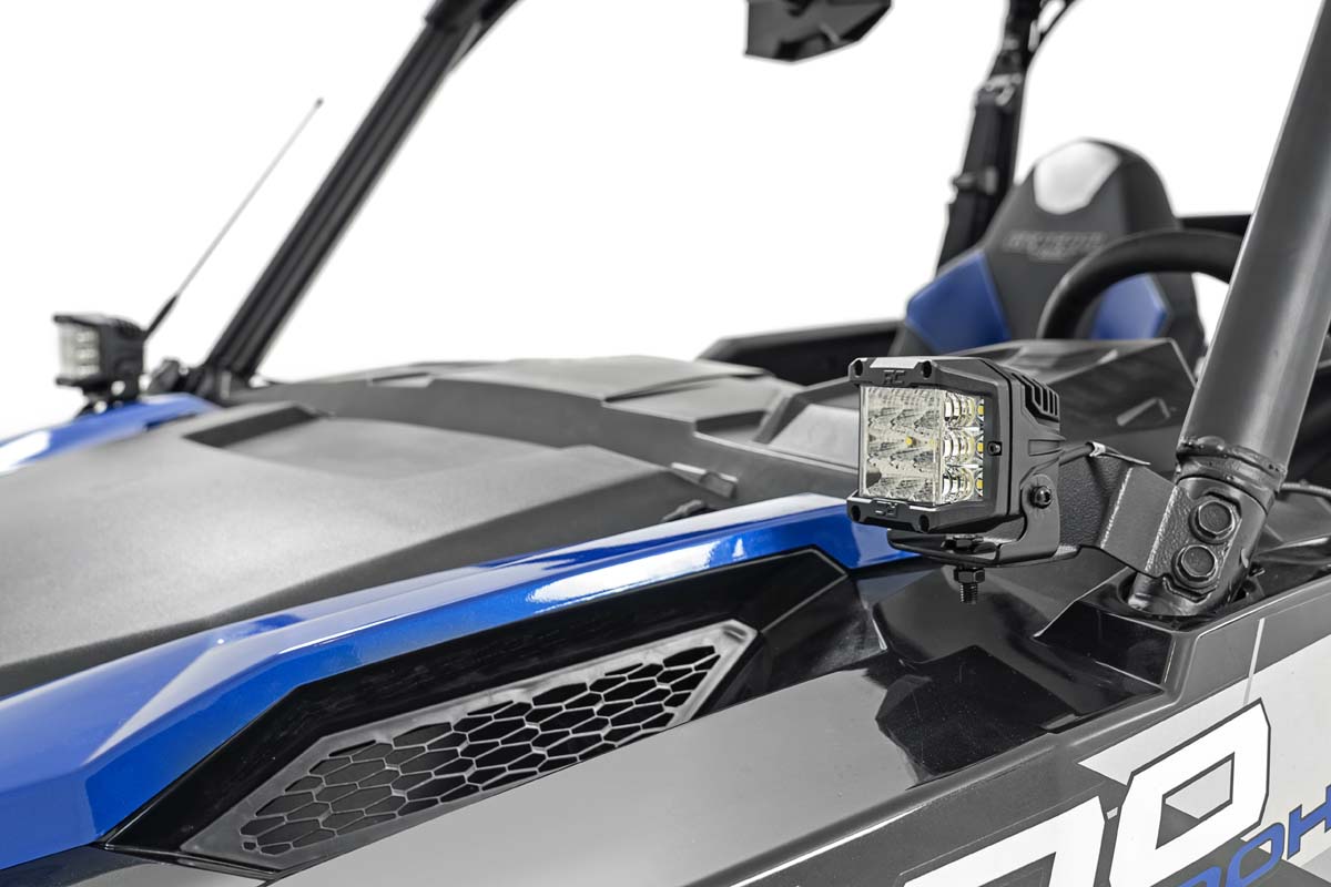 LED Light Kit | Cage Mount | 2" Black Pair | White DRL | Polaris General