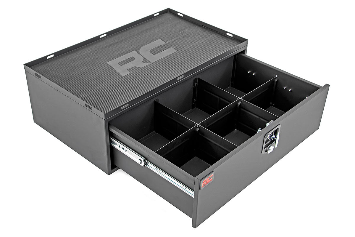 Storage Box | Metal | Slide Out Lockable Drawer | Jeep Wrangler JL/Wrangler Unlimited (18-24)