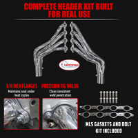 Certified Automotive Experts LS Swap Long Tube Headers Polished 304 Stainless Steel for 1960–1987 Chevy GMC C10 K10 Trucks and 1988–1991 Square Body 2WD 4WD Includes MLS Gaskets 12pc Header Bolt Kit