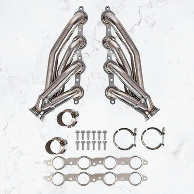 V-Band Style LS Swap Shorty Headers Stainless Steel Exhaust Headers with Upgraded Factory Style MLS Gaskets and Header Bolts Fits 4.8L 5.3L 5.7L LS1 6.0L 6.2L Gen 3 and Gen 4 Engines For LS Swaps Only