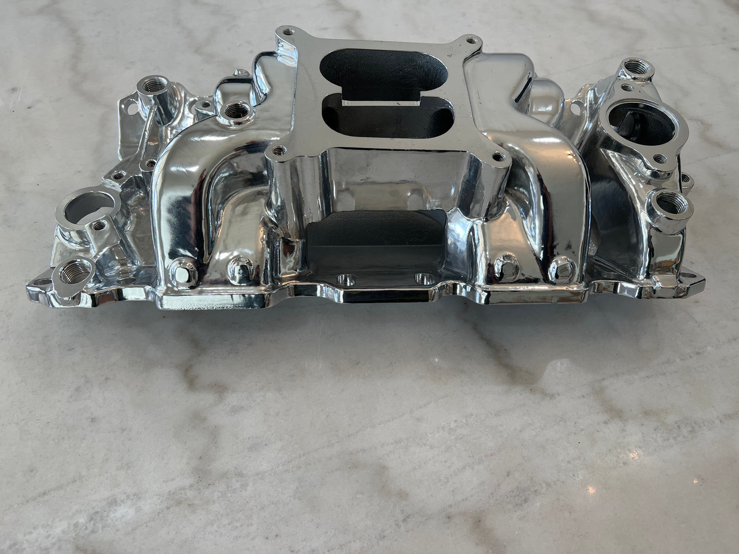 Polished Small Block Chevy Dual Plane Air Gap Aluminum Intake Manifold