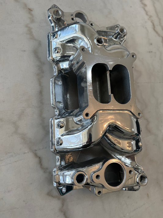 Polished Small Block Chevy Dual Plane Air Gap Aluminum Intake Manifold