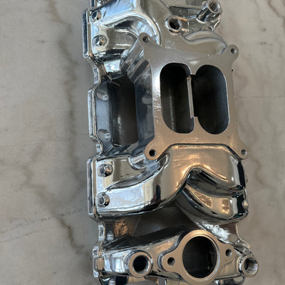 Polished Small Block Chevy Dual Plane Air Gap Aluminum Intake Manifold