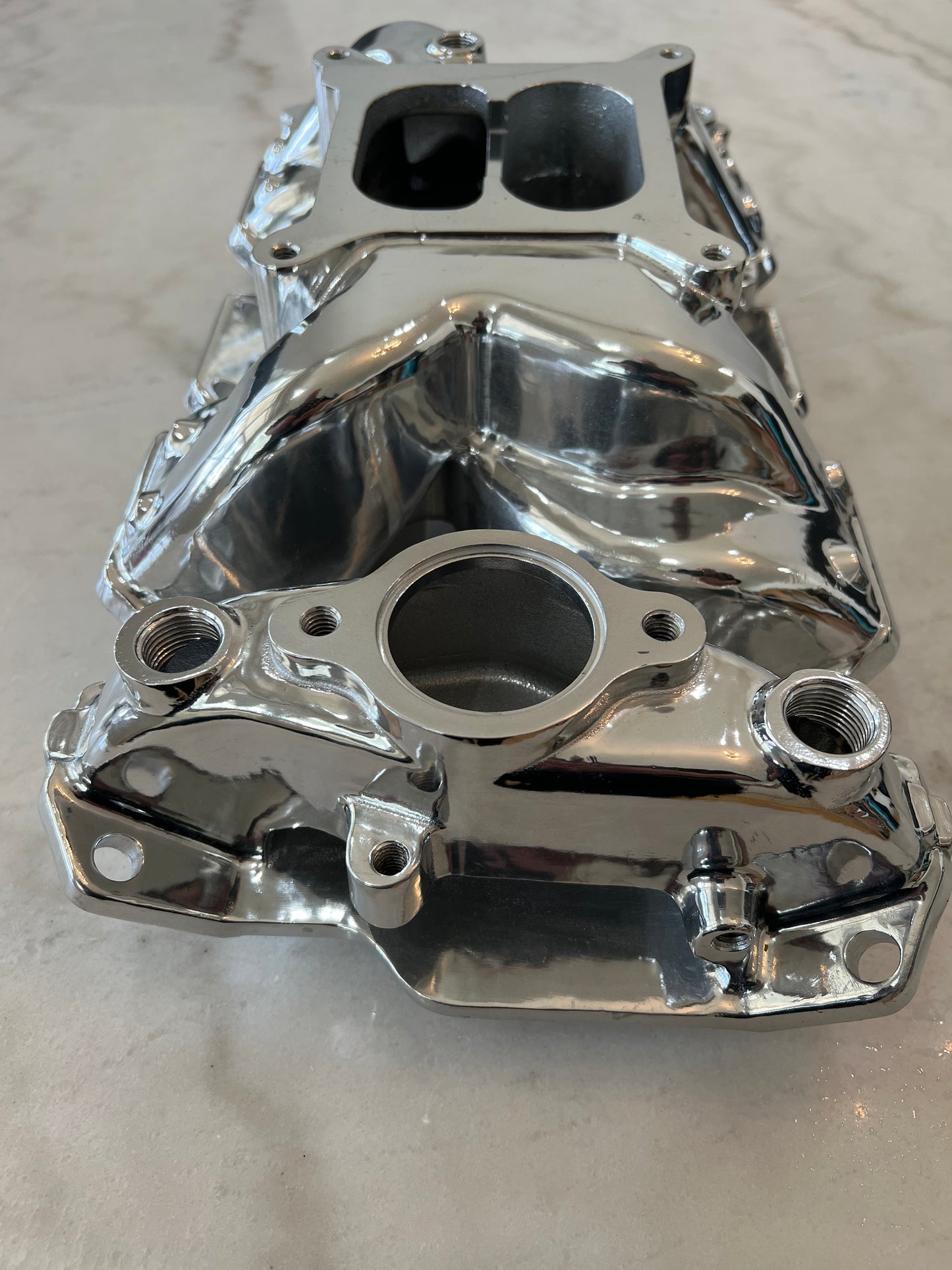 Polished Small Block Chevy Dual Plane Air Gap Aluminum Intake Manifold